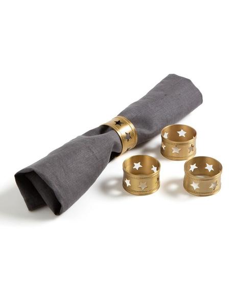 rond serviette élégant déco noël laiton doré étoile