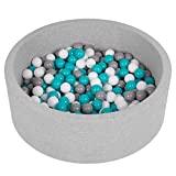Meilleure piscine gonflable bébé – Comparatif 2020 Selonis Piscine À Balles 90X30cm/200 Balles Ronde en Mousse pour Bébé Enfant, Gris Clair: Gris-Blanc-Turquoise
