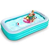 Meilleure piscine autoportante – Comparatif 2020 TrekPow Piscine Autoportante Gonflable Regtangulaire Famille, Dimension 242 x 142 x 56 cm, Pleine Grandeur pour Enfants et Adultes
