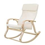 Meilleur fauteuil à bascule – Comparatif 2020 SONGMICS Fauteuil à Bascule en Bois de Bouleau, Chaise berçante, avec Oreiller, Housse en Coton, Capacité de Charge 120 kg, Beige LYY30M
