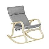 Meilleur fauteuil à bascule – Comparatif 2020 SoBuy FST15-DG Rocking Chair Fauteuil à Bascule Berçant Fauteuil Relax en Bouleau Flexible - Gris