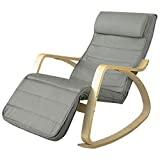 Meilleur fauteuil à bascule – Comparatif 2020 SoBuy FST16-DG Fauteuil à Bascule Fauteuil Berçant en Bois de Bouleau Fauteuil Relaxant avec Repose-Pied Réglable - Gris