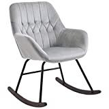 Meilleur fauteuil à bascule – Comparatif 2020 Homcom Fauteuil à Bascule Grand Confort accoudoirs Assise Dossier garnissage Mousse Haute densité Velours Gris