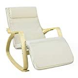 Meilleur fauteuil à bascule – Comparatif 2020 SoBuy FST16-W Chair Fauteuil à Bascule Fauteuil Relax Rocking Fauteuil Berçant avec Repose-pieds Réglable, Bouleau Flexible (Beige)