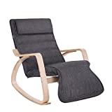 Meilleur fauteuil à bascule – Comparatif 2020 SONGMICS Fauteuil à bascule, Fauteuil berçant en Bois, avec Repose-pied réglable 5 niveaux, Housse amovible lavable, Charge max 150 kg, Dimensions 67 x 125 x 91 cm, Gris foncé LYY42GYZ