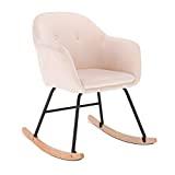 Meilleur fauteuil à bascule – Comparatif 2020 WOLTU SKS16cm Chaise à Bascule en Velours,Fauteuil Relax Fauteuil à Bascule Crème Blanc