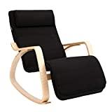 Meilleur fauteuil à bascule – Comparatif 2020 SONGMICS Fauteuil à bascule en bois de bouleau, Fauteuil à bascule avec repose-pieds réglable, Idéal pour salon, bureau, terrasse, antidérapant, montage facile, charge max 150 kg, Noir LYY10BV1