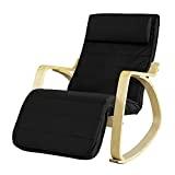 Meilleur fauteuil à bascule – Comparatif 2020 SoBuy FST16-Sch Fauteuil à Bascule Fauteuil Berçant en Bois de Bouleau Flexible Fauteuil Relaxant avec Repose-pied Réglable Rocking Chair - Noir