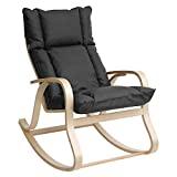 Meilleur fauteuil à bascule – Comparatif 2020 SONGMICS Fauteuil à Bascule en Bois de Bouleau, Chaise Berçante, avec Coussin Rembourré, Idéal pour Salon, Bureau, Terrasse, Allaitement, Revêtement en PU, Montage facile, Gris LYY31GY