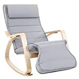 Meilleur fauteuil à bascule – Comparatif 2020 SONGMICS Fauteuil à Bascule, Rocking Chair, avec Repose-pied, Réglable en 5 Niveaux, Charge max 150 kg, Gris LYY42G
