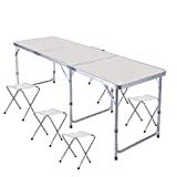 Meilleure table pique-nique – Comparatif 2020 Ostazt 1,8 m Table Pliante en Aluminium Table de Camping Portable extérieur Pique-Nique/BBQ/fête de Jardin/Coffre de Voiture Self-Driving Tour
