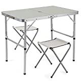 Meilleure table pique-nique – Comparatif 2020 Sunkorto Table de pique-nique pliante pour 2 personnes avec 2 tabourets de 0,9 m en alliage d'aluminium - Hauteur réglable - Portable et légère - Pour camping, salle à manger, barbecue
