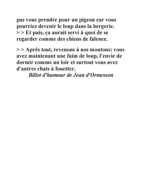 Divers - Un Texte de Jean D'Ormesson