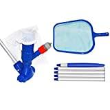 Meilleur aspirateur de piscine – Comparatif %currentmonth% %currentyear% Kit d’entretien de piscine avec aspirateur et écumoire de piscine, 5 poignées de manche, sac à feuilles - kit d’entretien portable pour piscine hors sol, bassin, nettoyage de fontaines