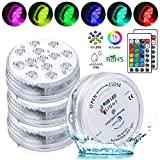 Meilleur éclairage piscine – Comparatif %currentmonth% %currentyear% Lumière LED Submersible, Lampe Piscine LED, Éclairage IP68 Lampes Sous-Marines Multi-couleur avec Télécommande, Lumières de Baignoire Étanche pour Aquarium Baignoire Piscine Étangs (4 PCS)