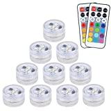 Meilleur éclairage piscine – Comparatif %currentmonth% %currentyear% 【Nouvelle Version】10 pcs Mini Lumières LED Submersible, ALED LIGHT Lampe sous-Marines Étanche RGB Multicolores Bougies LED Éclairage avec 2 Télécommandes pour Piscine Étang Aquarium Vase Décoration