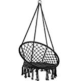 Meilleur pouf de jardin – Comparatif 2020 TecTake 800689 - Hamac Chaise Suspendu Design 1 Personne, Intérieur extérieur, Coussin d’Assise Inclus - Plusieurs Couleurs - (Noir | no. 403115-2)
