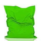 Meilleur pouf de jardin – Comparatif 2020 GlueckBean – Pouf rectangulaire de qualité supérieure – Pour l’intérieur et l’extérieur – Avec rembourrage en billes de polystyrène – Idéal pour les chambres d’enfants, vert fluo, 100 x 145