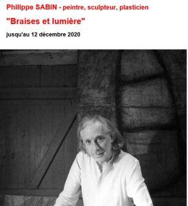 Galerie F A E à Boulogne exposition Philippe SABIN  » Braises et Lumière » jusqu’au 12 Décembre