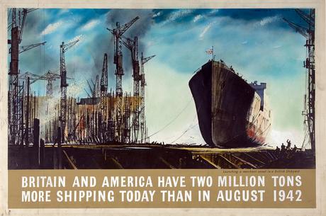 1944 Britain and America have two million tons more shipping today than in August 1942 Rowland Hilder (50 x 75.5 cm)