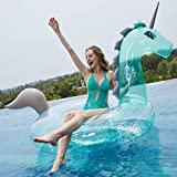 Meilleure bouée gonflable – Comparatif %currentmonth% %currentyear% Myir Paillettes Transparente Bouée Licorne Gonflable, Géant Jouets Gonflable Flotteur de Plage Ocean, Matelas Gonflable de Piscine pour Enfant Adultes (Licorne Transparente)