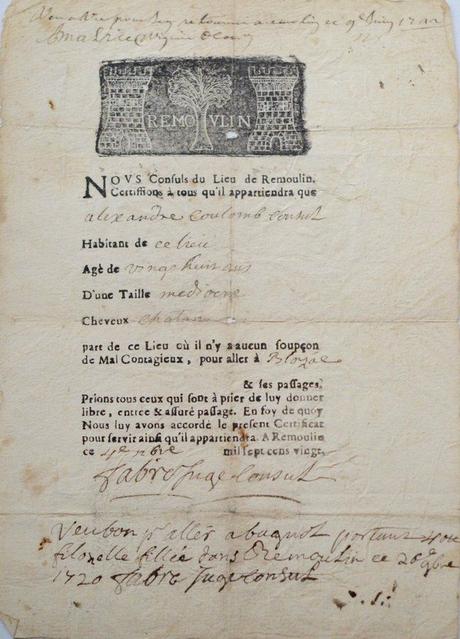 Divers - Attestation de 1720