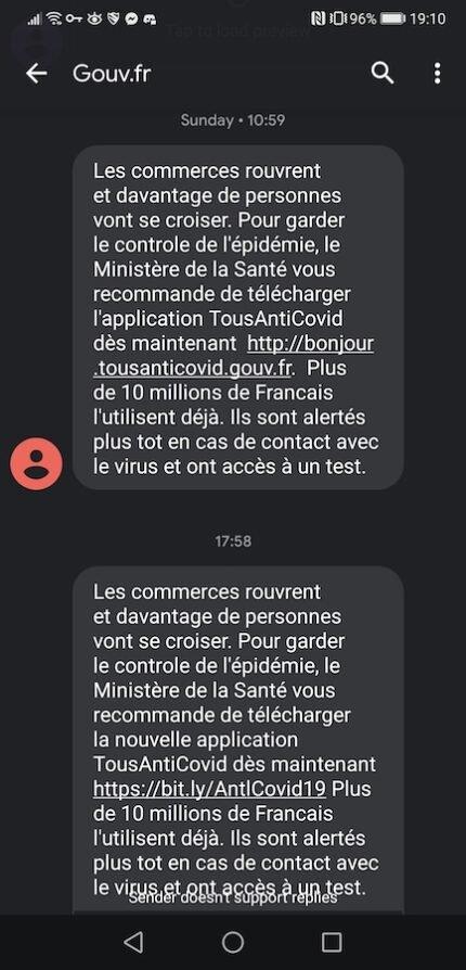 Covid-19 : un SMS du “gouvernement” que vous avez reçu renvoie vers un virus