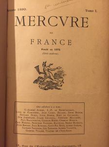 en 1890 année de la parution du  » Mercure de France «