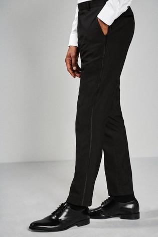 Buy Black Slim Fit Tuxedo Trousers With Contrast Tape Detail from the Next  UK online shop