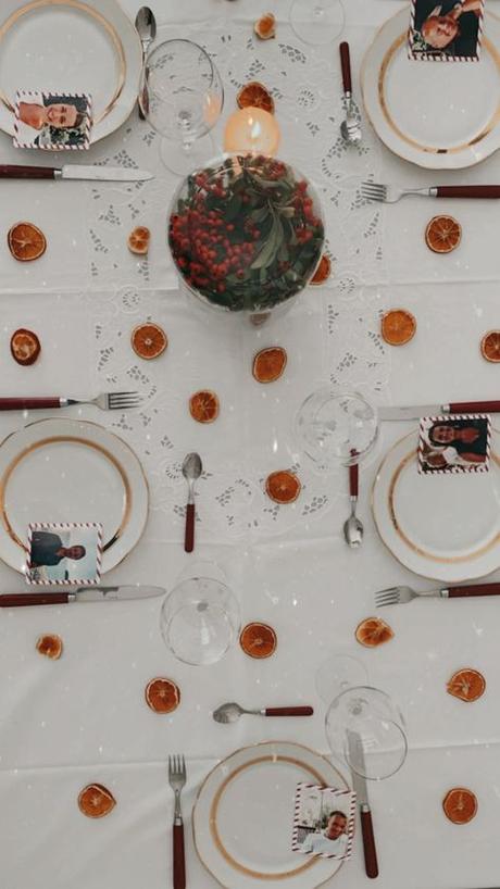 table hiver décoration orange séchée rondelle diy