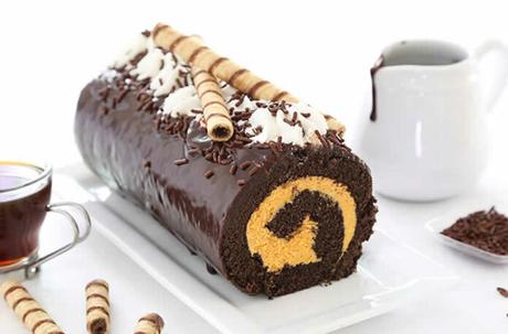 Bûche au chocolat et mangue