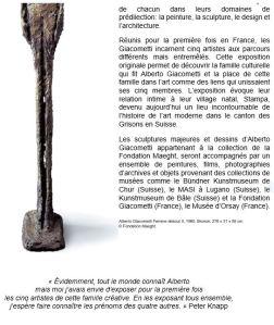 Fondation Marguerite et Aimé Maeght  » Les Giacometti : une famille de créateurs » à partir du 3 Juillet 2021