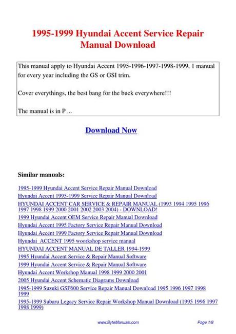 Download EPUB 1999 hyundai accent service manua PDF PDF
