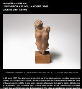 Galerie DINA VIERNY  exposition « La forme libre » 26 Janvier au 20 Mars 2021