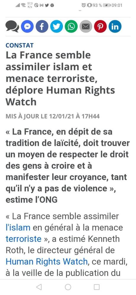 #Islamophobie : la fRance ciblée par Human Rights Watch #Islamophobie : la fRance ciblée par Human Rights Watch