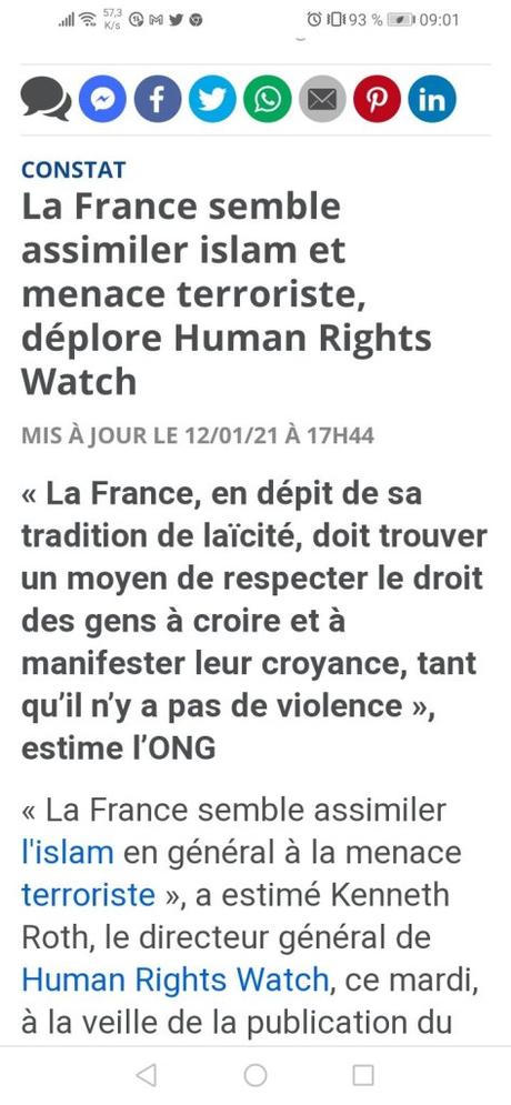 #Islamophobie : la fRance ciblée par Human Rights Watch