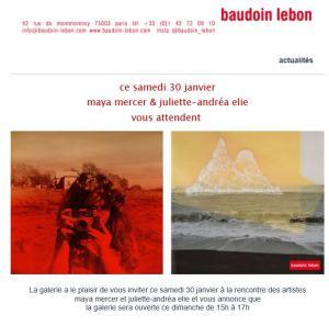 Galerie Baudouin Lebon – exposition Maya Mercer & Juliette-Andréa Elie – exposition 3O/31 Janvier 2021