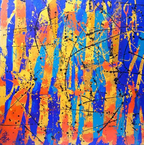 Yellow bamboo Gabriela Lavezzari,Yellow bamboo, peinture acrylique, 100 x 100 cm, 2019.