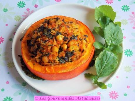 Courge farcie au riz et aux pois chiches (Vegan)