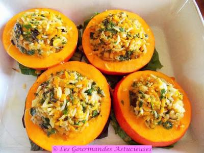 Courge farcie au riz et aux pois chiches (Vegan)