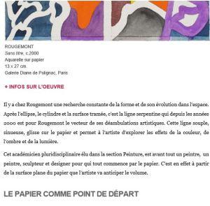Galerie Diane de Polignac « Rougemont , les aquarelles ( de la feuille au volume) Février 2021