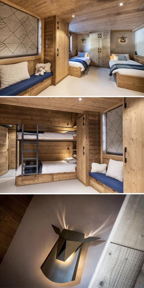 rénovation d'un appartement de montagne style chalet chambre enfant lit superposé en chêne massif