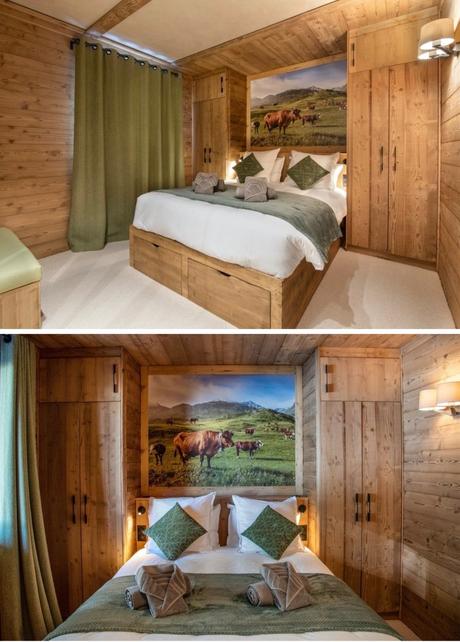 style chalet luxe 4 chambres Arcs Alpes déco verte bois