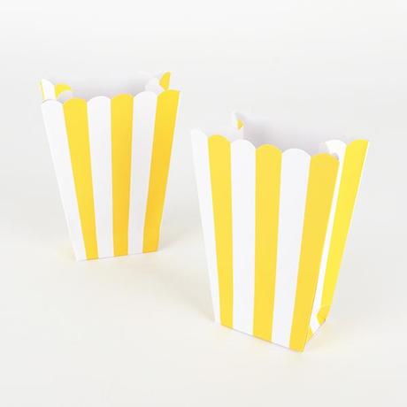 5 boîtes à pop corn - Rayures jaunes - My Little Day - le blog