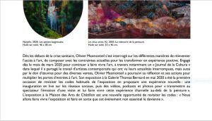 Maison des Arts de Châtillon – exposition Olivier Masmonteil – jusqu’au 25 Avril 2021