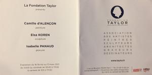 Fondation Taylor   Février 2021   » Camille d’Alençon – Elsa Koren – Isabelle Panaud