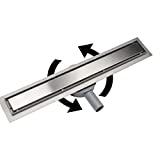 Meilleur caniveau de douche – Comparatif %current month% %currentyear% Acezanble Caniveau de Douche Italienne en Acier Inox Siphon Sol Réglable 360 d'évacuation pour Salle de Bain Rectangulaire à Carreler 90 cm