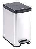 Meilleure poubelle curver – Comparatif %currentmonth% %currentyear% CURVER | Poubelle Slim 25L, Argent, Metal bins, 39,3x25x45,4 cm