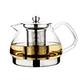 Meilleure théière en verre borosilicate avec réchaud – Comparatif %currentmonth% %currentyear% TOYO HOFU Théière résistante à la Chaleur en Verre Clair avec infuseur, Pot de Presse à Induction pour Bouilloire de Cuisine, 800ml