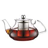 Meilleure théière en verre borosilicate avec réchaud – Comparatif %currentmonth% %currentyear% TOYO HOFU Théière en verre transparent avec infuseur Résistant à la chaleur cuisinière à gaz sûr Amovible Infuseur en acier inoxydable 800ml/28oz